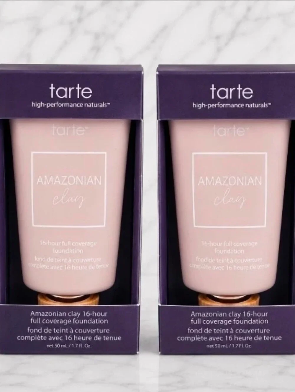 2x Tarte 18B FAIR LIGHT BEIGE Amazonian Clay 16HR Hour Full Cover Foundation 1.7